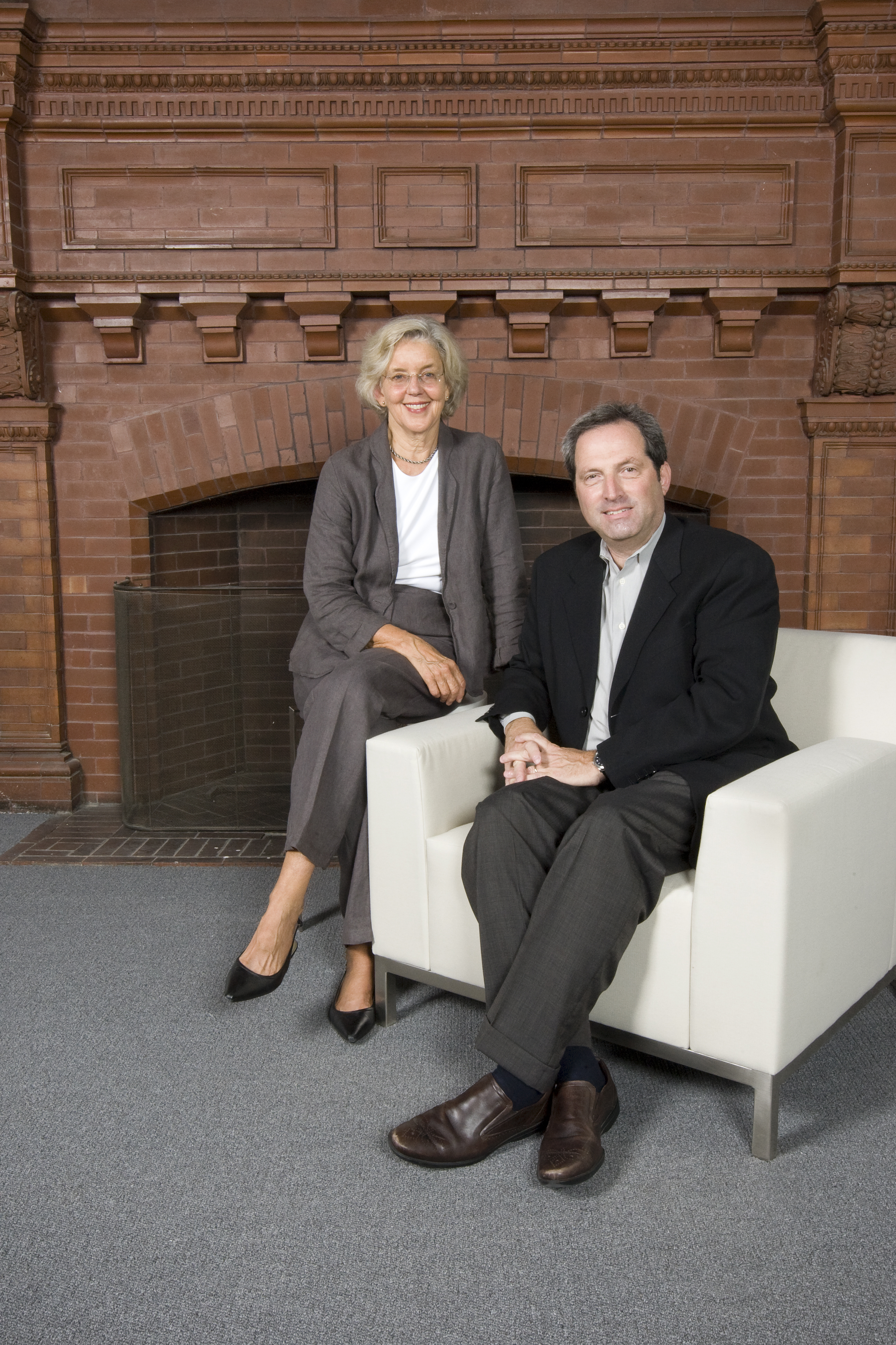 Leadership: Elizabeth Weed, director of the Pembroke Center, and Michael Steinberg, director of the Cogut Center for the Humanities, in the restored space that once served as the library. Leadership: Elizabeth Weed, director of the Pembroke Center, and Michael Steinberg, director of the Cogut Center for the Humanities, in the restored space that once served as the library.