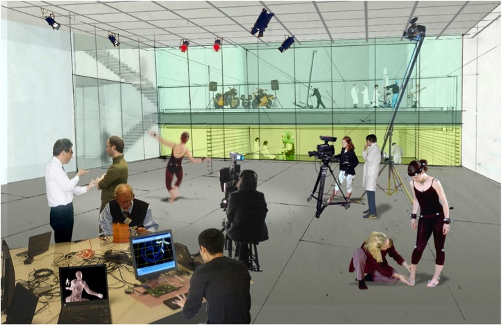 : While working in a production area, students can view activities in adjacent spaces through a sheer glass wall. : While working in a production area, students can view activities in adjacent spaces through a sheer glass wall.