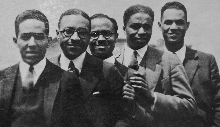Renaissance men: From left: Langston Hughes, Charles S. Johnson, E. Franklin Frazier, Rudolph Fisher, Hubert Delany; 1924.Credit: Brown University Archives Renaissance men: From left: Langston Hughes, Charles S. Johnson, E. Franklin Frazier, Rudolph Fisher, Hubert Delany; 1924.Credit: Brown University Archives