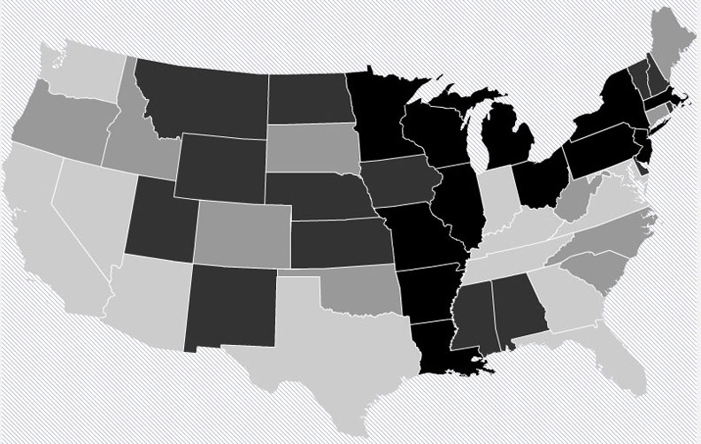 Possibilities for the Lower 48: A 1-percent increase in seniors who receive meals would cost money in states with lighter gray shadings, including a lot in Florida but less in Oregon. The 26 darker shaded states, especially those in black, could reduce Medicaid costs enough to save money. Possibilities for the Lower 48: A 1-percent increase in seniors who receive meals would cost money in states with lighter gray shadings, including a lot in Florida but less in Oregon. The 26 darker shaded states, especially those in black, could reduce Medicaid costs enough to save money.