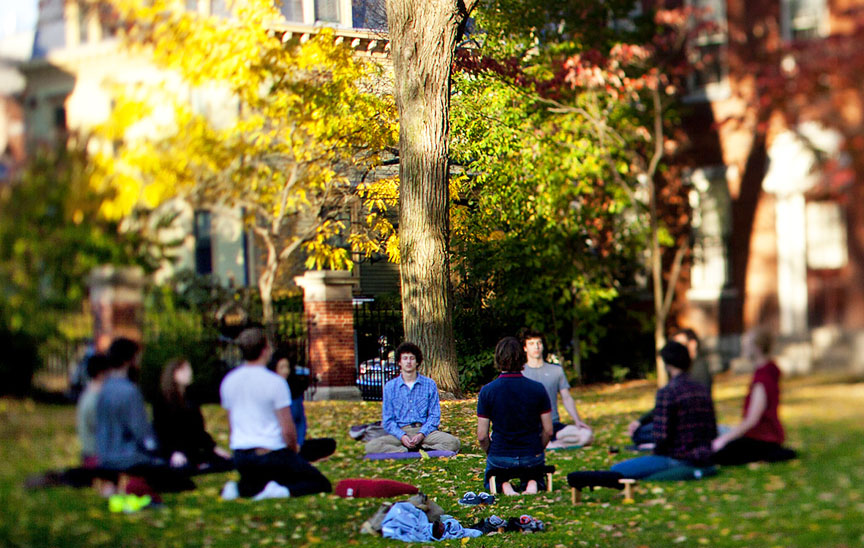 Measuring the difference: Magnetoencephalographic studies show that people who have been trained in mindfulness have quicker and larger changes in alpha wave amplitude when they shift focus. Credit: Mike Cohea/Brown University Measuring the difference: Magnetoencephalographic studies show that people who have been trained in mindfulness have quicker and larger changes in alpha wave amplitude when they shift focus. Credit: Mike Cohea/Brown University