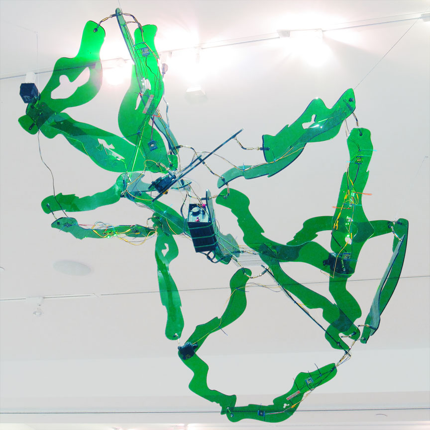 Meridith Pingree, Umbrella Torque (2009): Car parts, sensors, mixed media Meridith Pingree, Umbrella Torque (2009): Car parts, sensors, mixed media