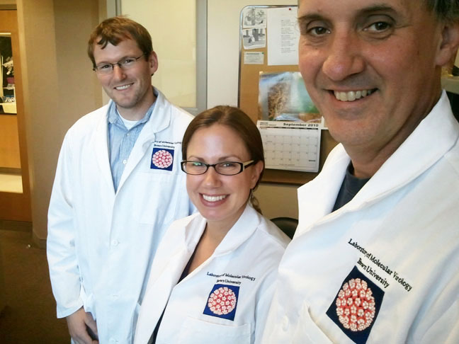 Finding a vulnerability in the ‘Death Star’: Christian Nelson, Melissa Maginnis, and Walter Atwood helped figure out exactly where and how the JC polyomavirus binds to brain cells.