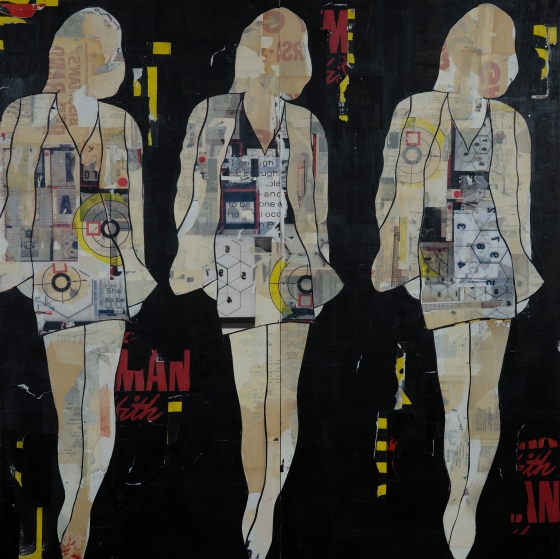 No more, no less: Jane Maxwell, 3 Walking Girls Black (2012)Mixed media with resin on panel, 48 x 48 inches No more, no less: Jane Maxwell, 3 Walking Girls Black (2012)Mixed media with resin on panel, 48 x 48 inches