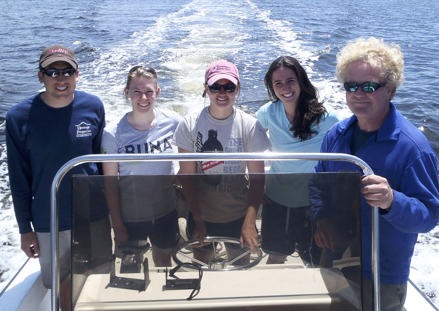 Moving on to Narragansett Bay: The research team, from left: Matt Bevil, Elena Suglia, Caitlin Brisson, Sinead Crotty, and Mark Bertness. Salt marsh die-off, properly understood, must now be managed. Moving on to Narragansett Bay: The research team, from left: Matt Bevil, Elena Suglia, Caitlin Brisson, Sinead Crotty, and Mark Bertness. Salt marsh die-off, properly understood, must now be managed.
