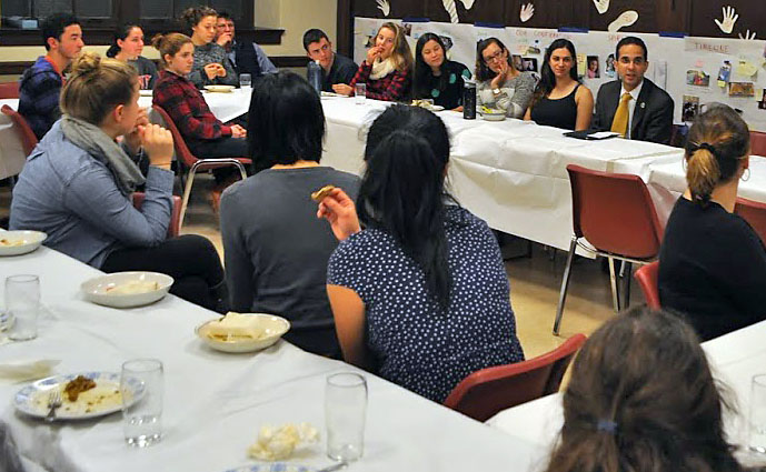 Commentary from community leaders: Community leaders and elected officials — Mayor Angel Taveras among them — visit participants in the Winter Break Project to discuss issues facing the city and its residents. Credit: Jason Hernandez/City of Providence Commentary from community leaders: Community leaders and elected officials — Mayor Angel Taveras among them — visit participants in the Winter Break Project to discuss issues facing the city and its residents. Credit: Jason Hernandez/City of Providence