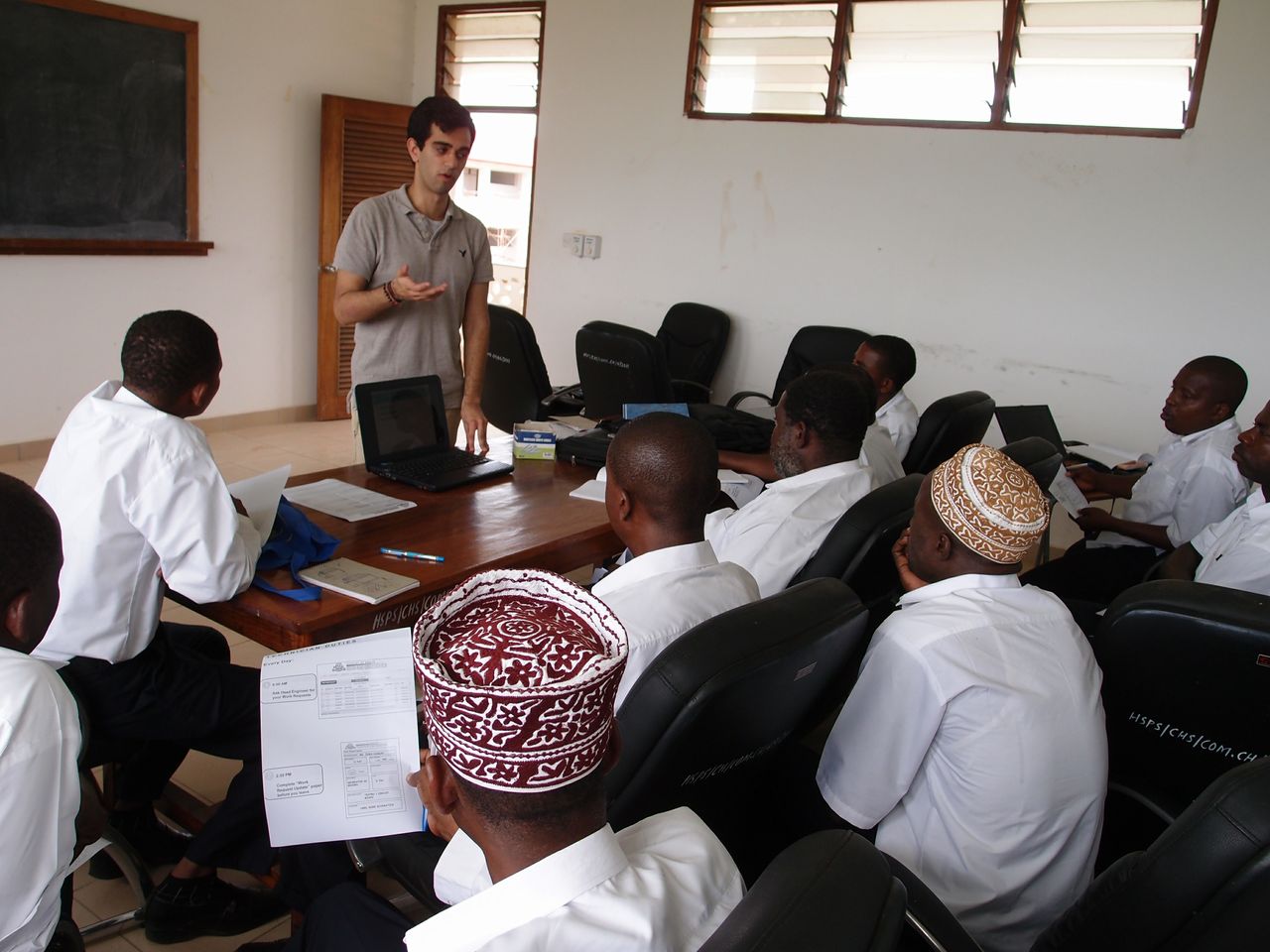 Developing expertise: Marwaha teaches hospital personnel about the hospital’s new software system that will help manage equipment repairs. Developing expertise: Marwaha teaches hospital personnel about the hospital’s new software system that will help manage equipment repairs.
