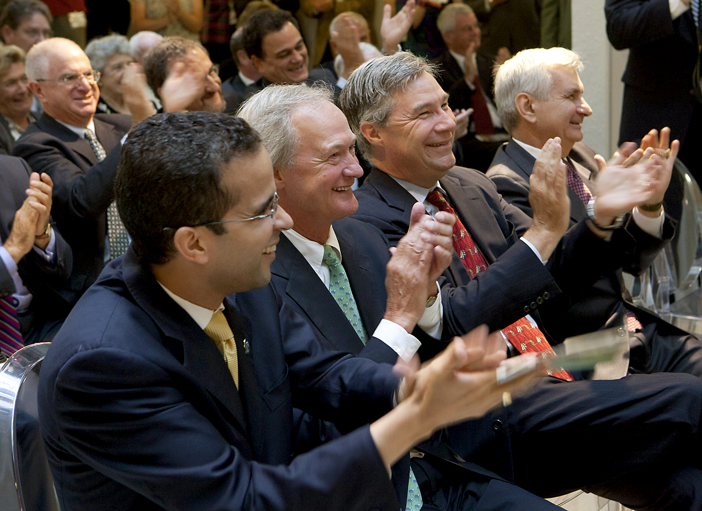 A big day for Brown, Providence, Rhode Island: Mayor Angel Taveras, Gov. Lincoln Chafee, and Sens. Sheldon Whitehouse and Jack Reed cheer President Ruth Simmons at the grand opening. Credit: Mike Cohea/Brown University A big day for Brown, Providence, Rhode Island: Mayor Angel Taveras, Gov. Lincoln Chafee, and Sens. Sheldon Whitehouse and Jack Reed cheer President Ruth Simmons at the grand opening. Credit: Mike Cohea/Brown University